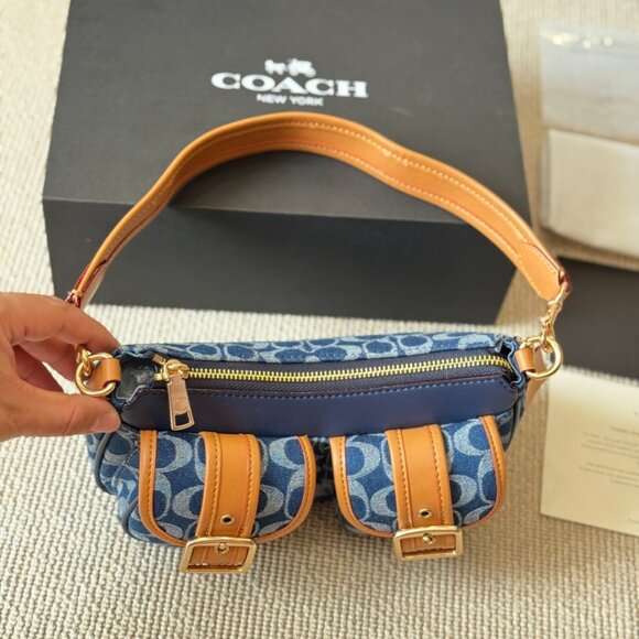 COACH Ashton Baguette Bag In Signature Canvas Denim CY700 - Picture 8 of 9